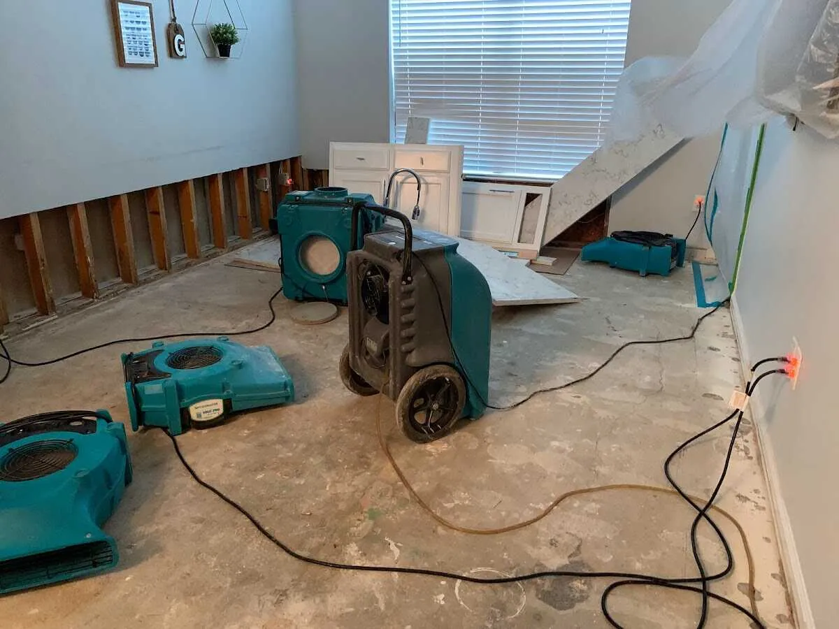 Dehumidifier in flood-cut room for Water Damage Restoration in Goodyear